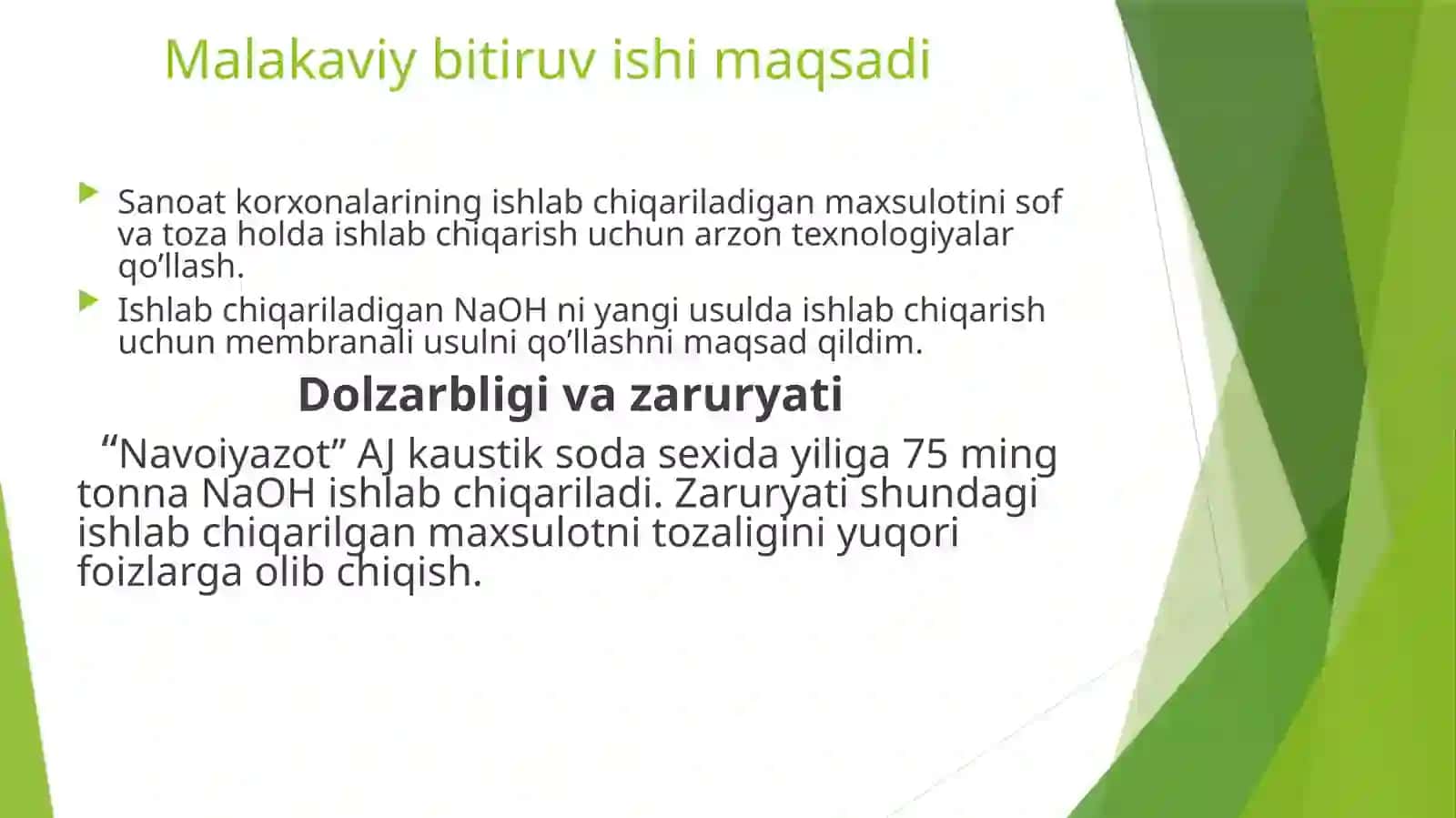 Yiliga 75000 tonna NaOH ishlabchiqarish 2