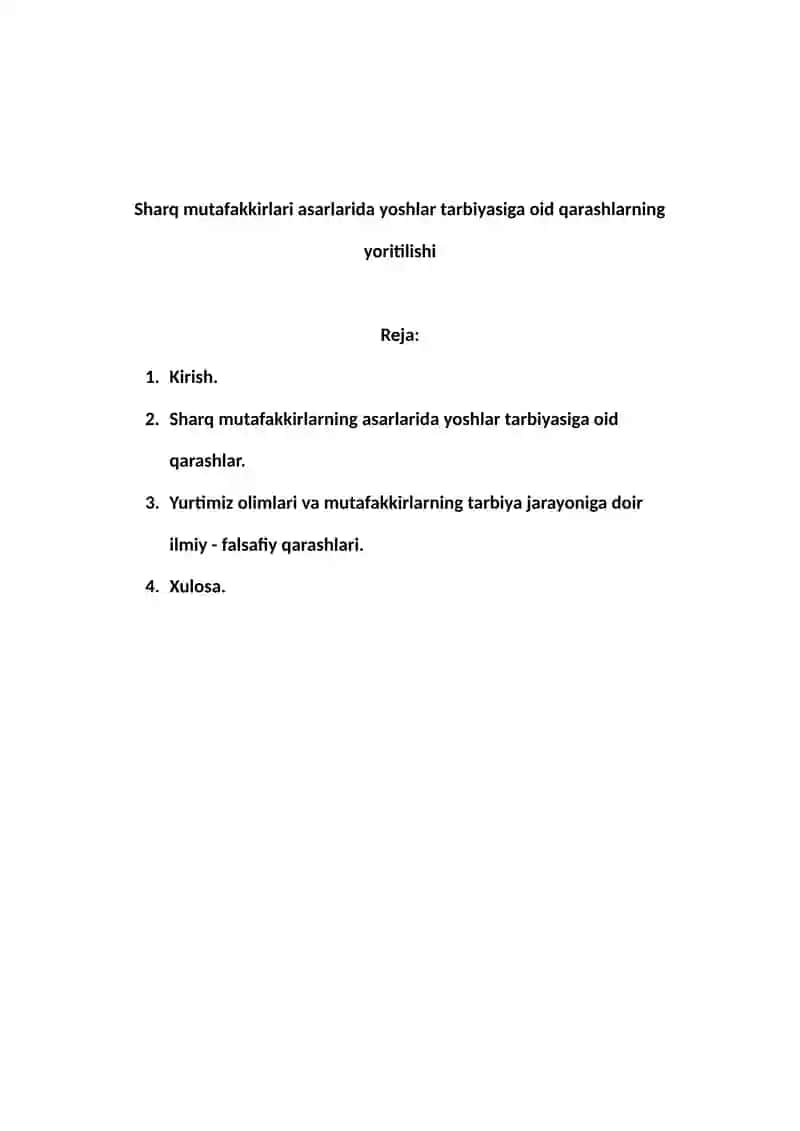 Sharq mutafakkirlari asarlarida yoshlar tarbiyasiga oid qarashlarning yoritilishi 2