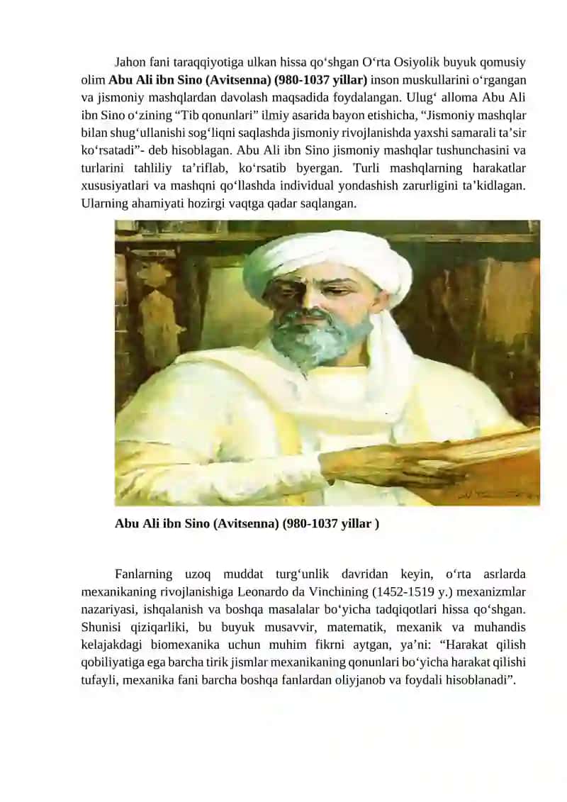 Sport biomexanikasi fanining rivojlanish tarixi 2