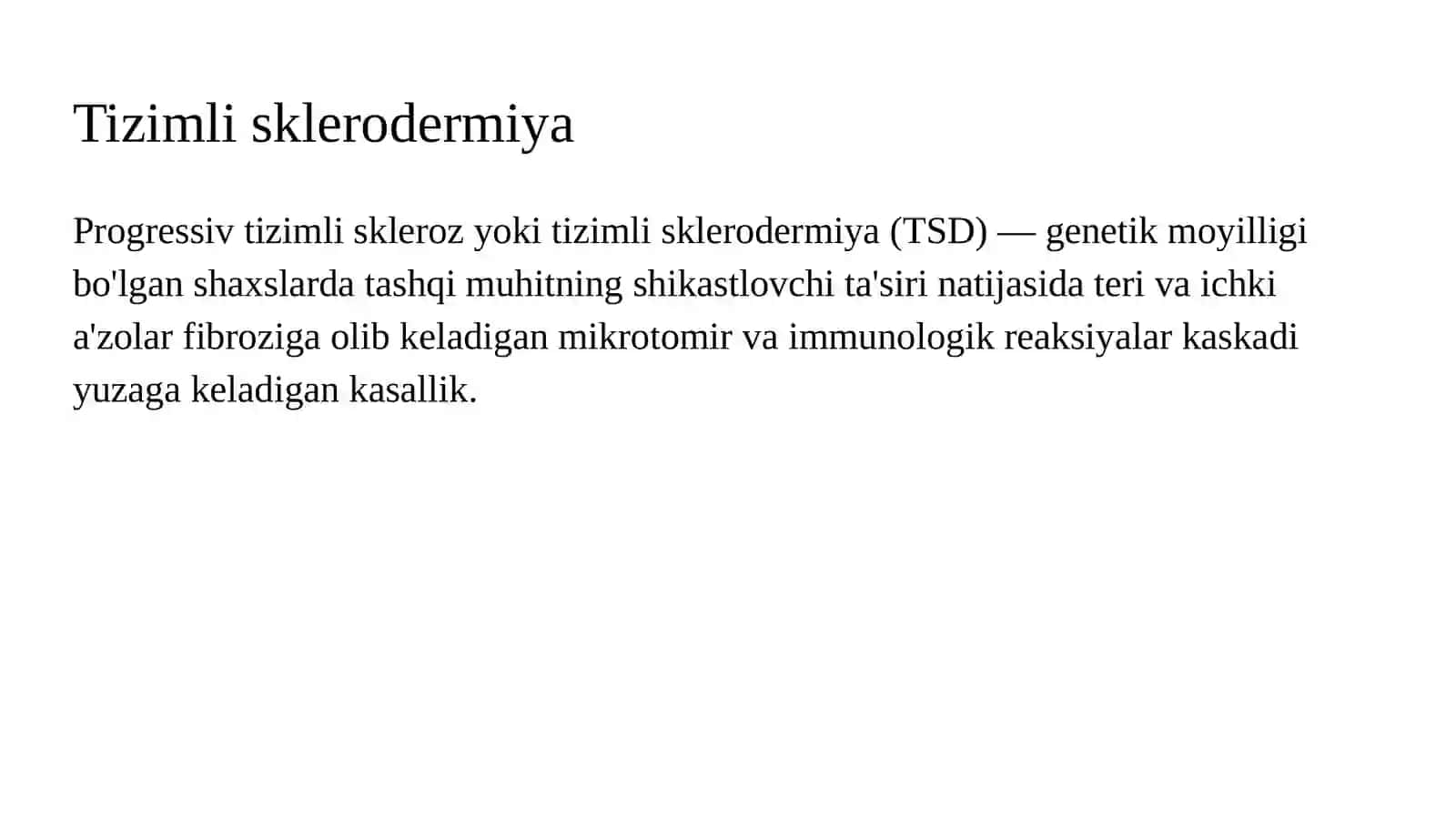 Sklerodermiyada o'pka interstitsial zararlanishi (2-variant) 2