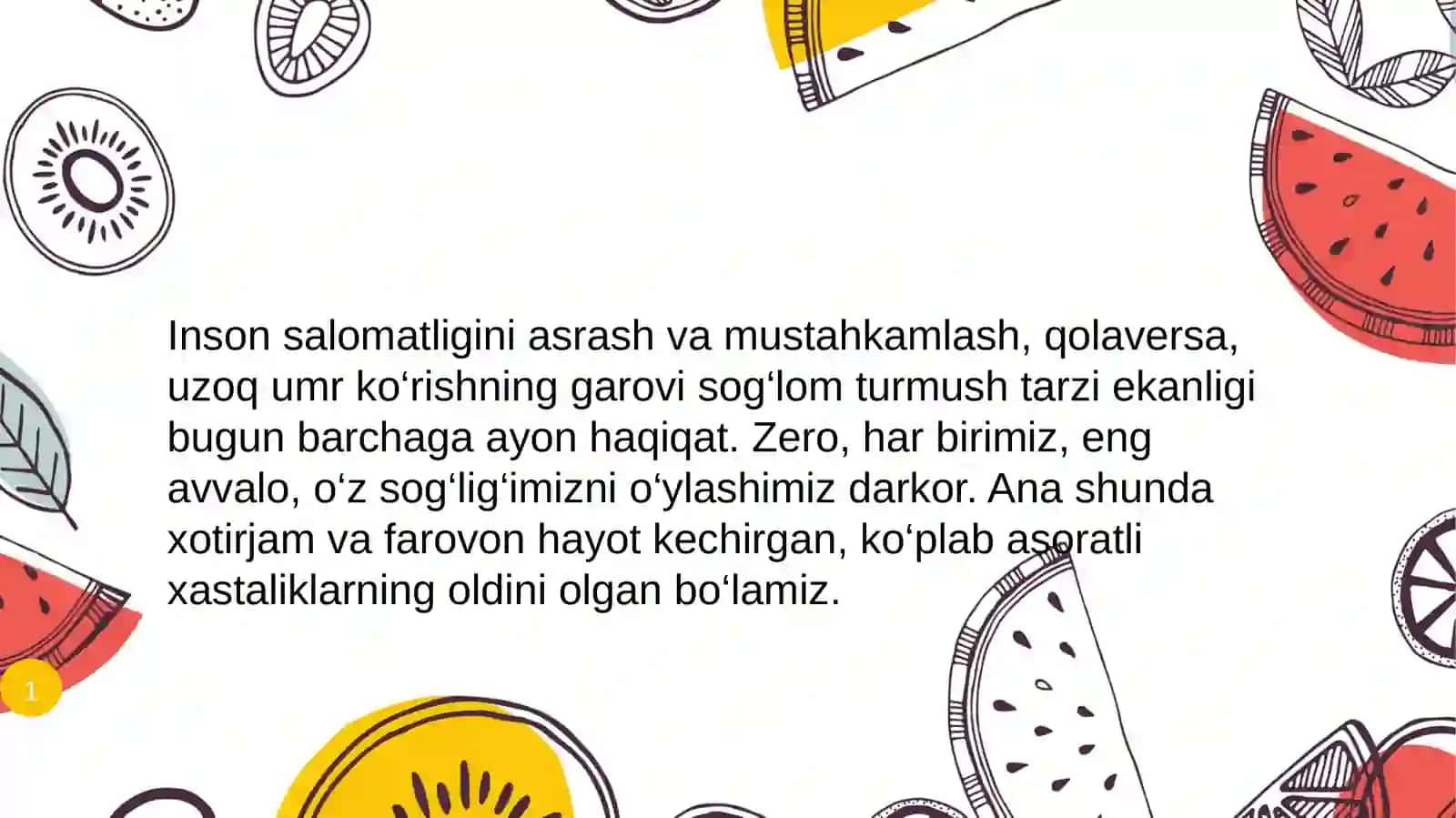 Soĝlom  turmush  tamoyillari  haqida  bilasizmi ? 2