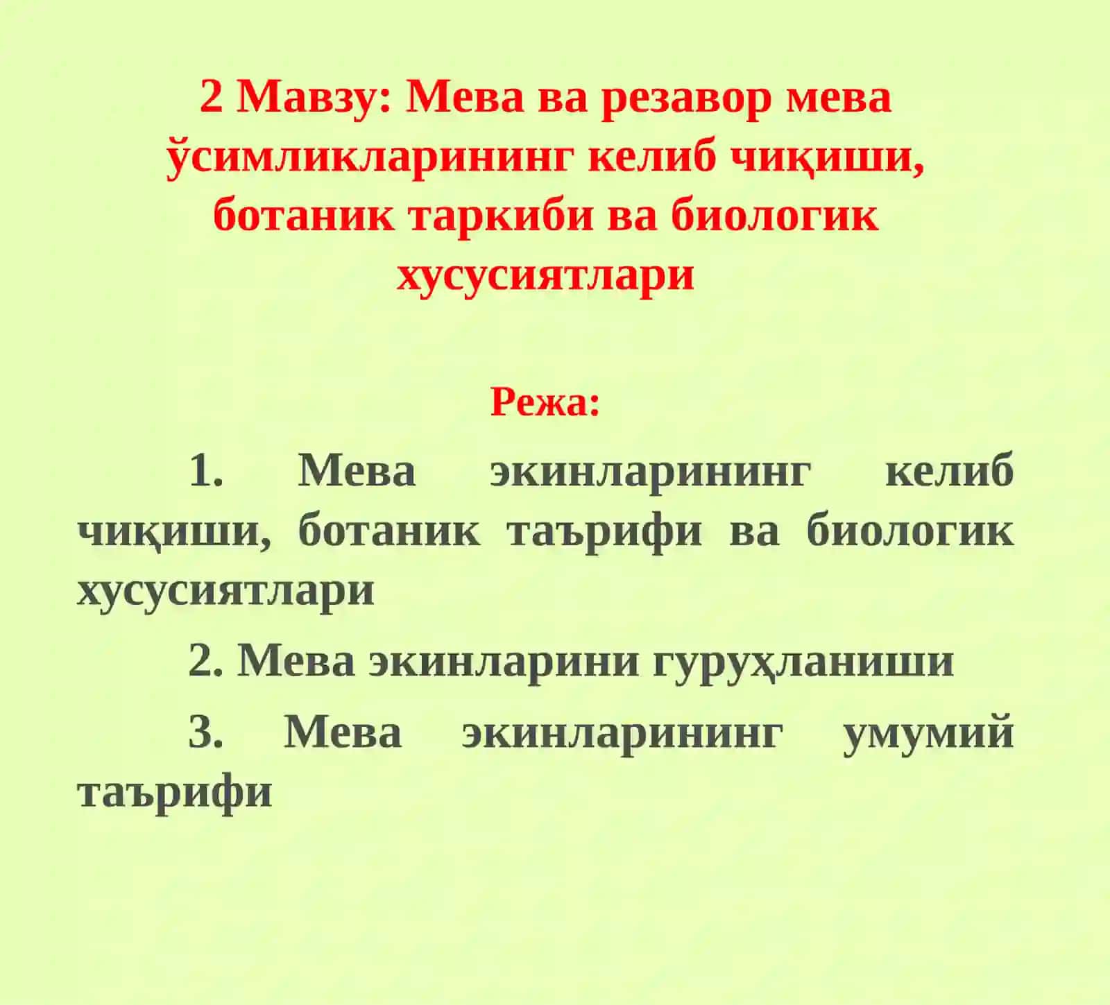 МЕВАЧИЛИК-САБЗОВОТЧИЛИК 2