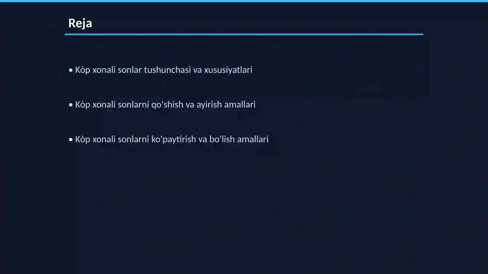 Kòp xonali sonlar va arifmetika amallari 2