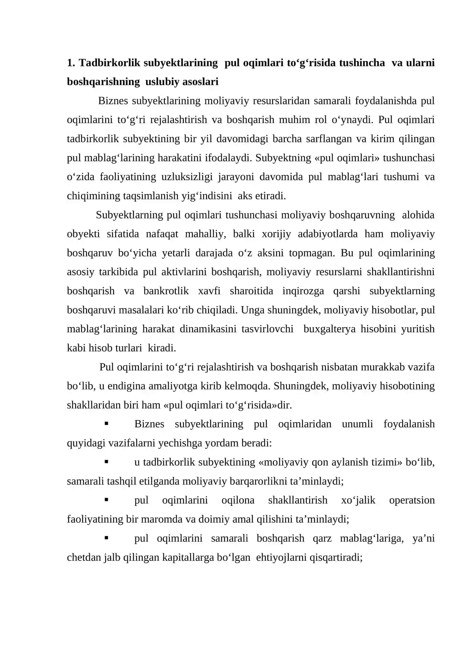 Pul oqimlarini boshqarish 2