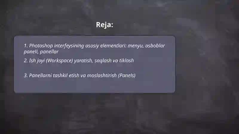 Photoshop interfeysi 2