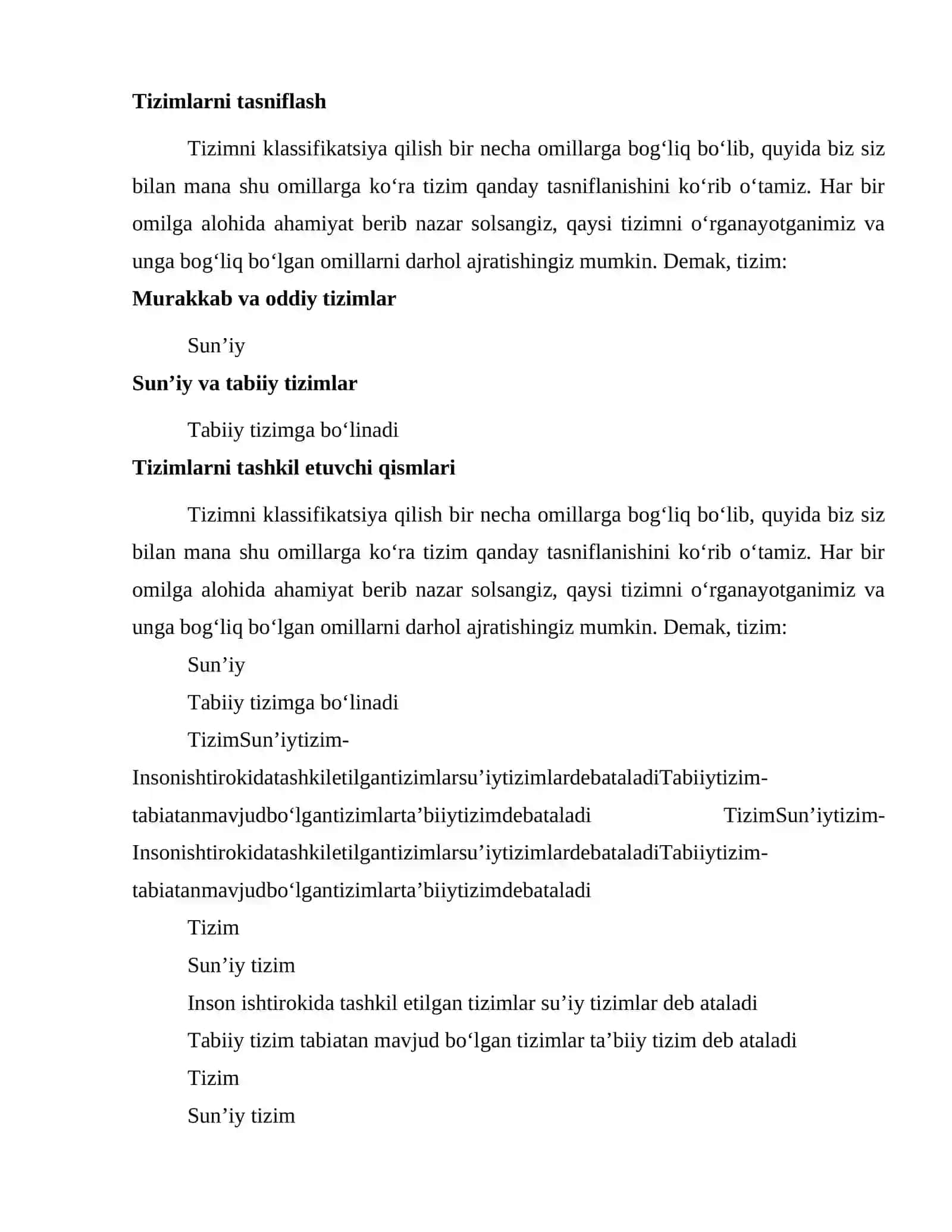 Tizim klassifikatsiyasi. Murakkab va oddiy tizimlar tasnifi 2