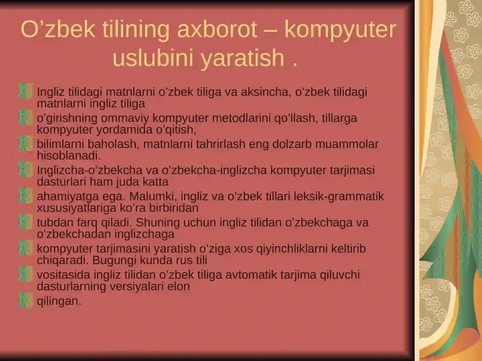 Abdullayeva Gulhayoning matematik lingvistika fanidan tayyorlagan Taqdimoti 2