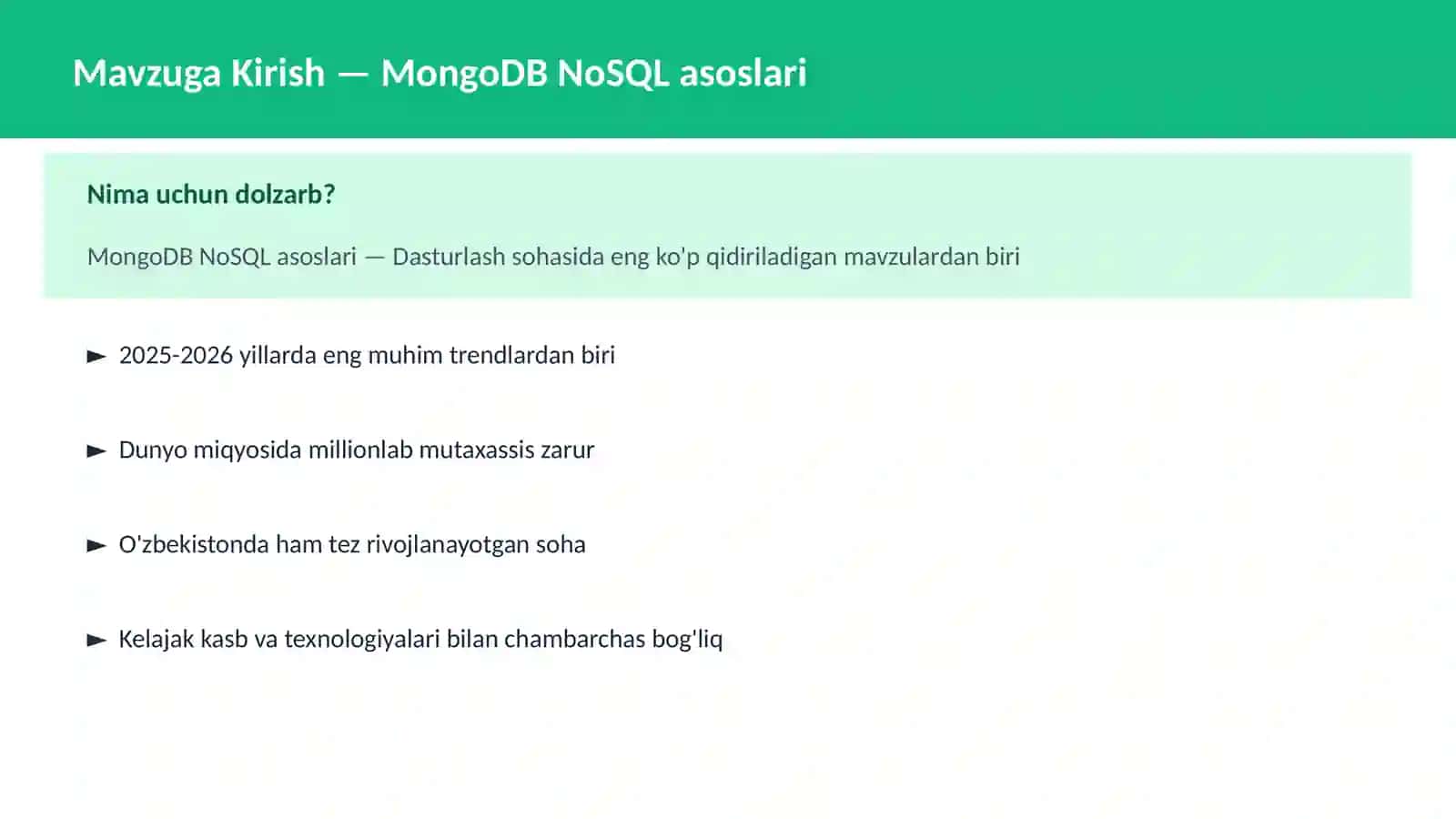 MongoDB NoSQL asoslari 2