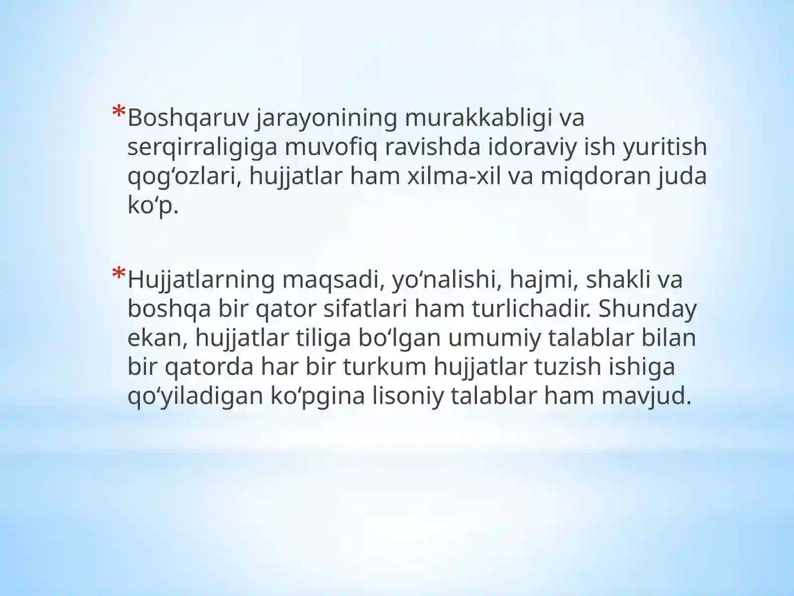 Hujjat turlari va xususiyatlari 2