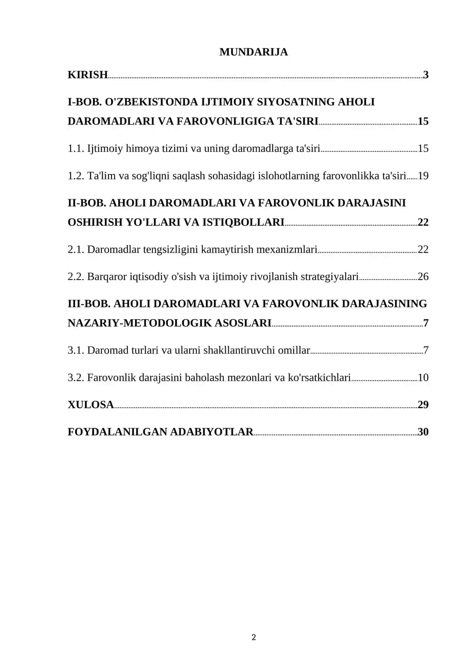 O'ZBEKISTONDA IJTIMOIY SIYOSATNING AHOLI DAROMADLARI VA FAROVONLIGIGA TA'SIRI 2
