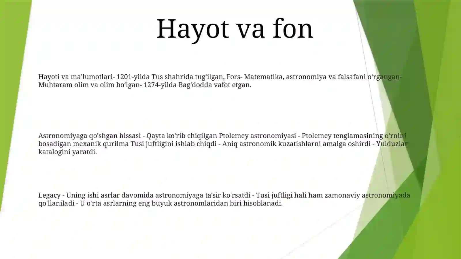 Nosriddin At- Tusiyning Astronomiya Taraqqiyotiga QoʻShgan Hissasi 2