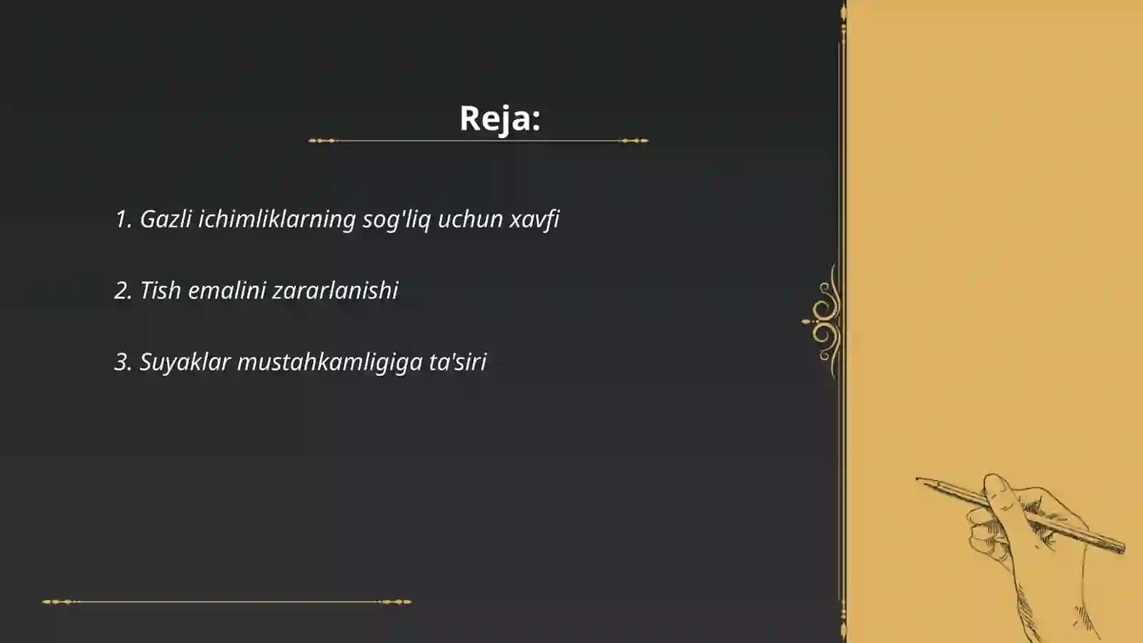 Gazli ichimliklarning zarari, statistik ma'lumotlar, diagramma Bo'ronova Ruxshona 2