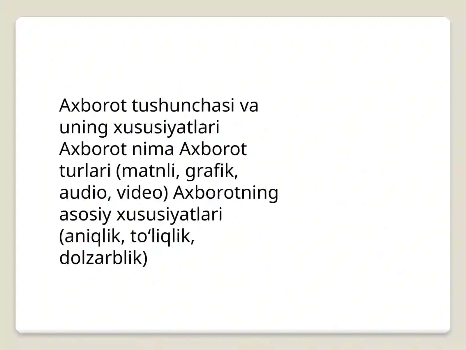 Axborot texnologiya –tizim sifatida 2
