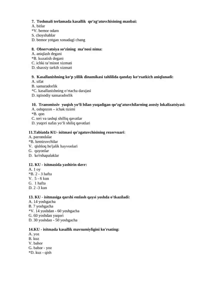 Toshmali tif va Brill kasalligining etiologiyasi, epidemiologiyasi, kasallikning tarqalishida turli klinik shakllarining ahamiyati, profilaktikasi maxsus profilaktikaning samaradorligi, epidemiyaga qarshi chora-tadbirlarni olib borish va o‘choqni epidemiologik tekshirish 2