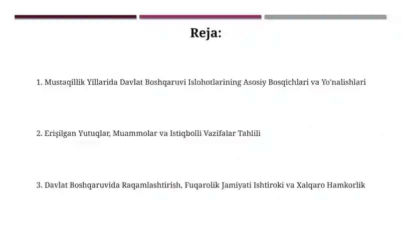 Mustaqillik Yillarida Davlat Boshqaruvi Islohotlarining Asosiy Bosqichlari va Yo'nalishlari 2