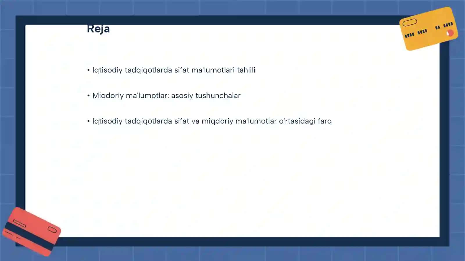 Iqtisodiy tadqiqotlarda sifat va miqdoriy ma'lumotlarni tavsiflash 2