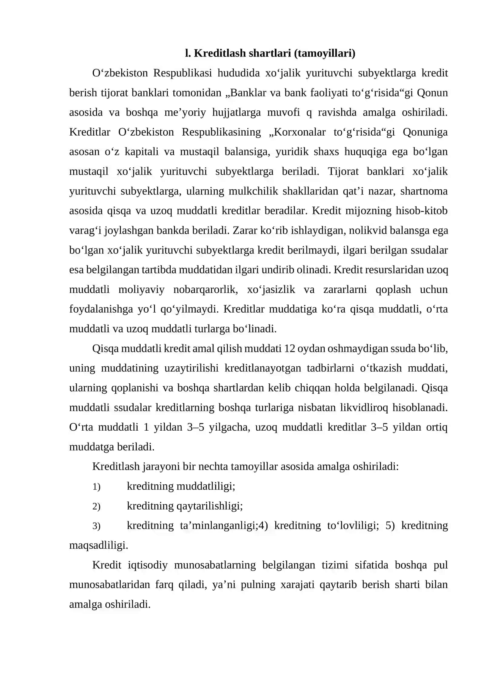 Kredit munosabatlari va ularning ahamiyati 2