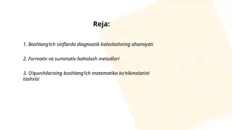 Boshlangʻich taʼlimda oʻquvchilarning bilim, koʻnikma va malakalarini tashxis etish 2