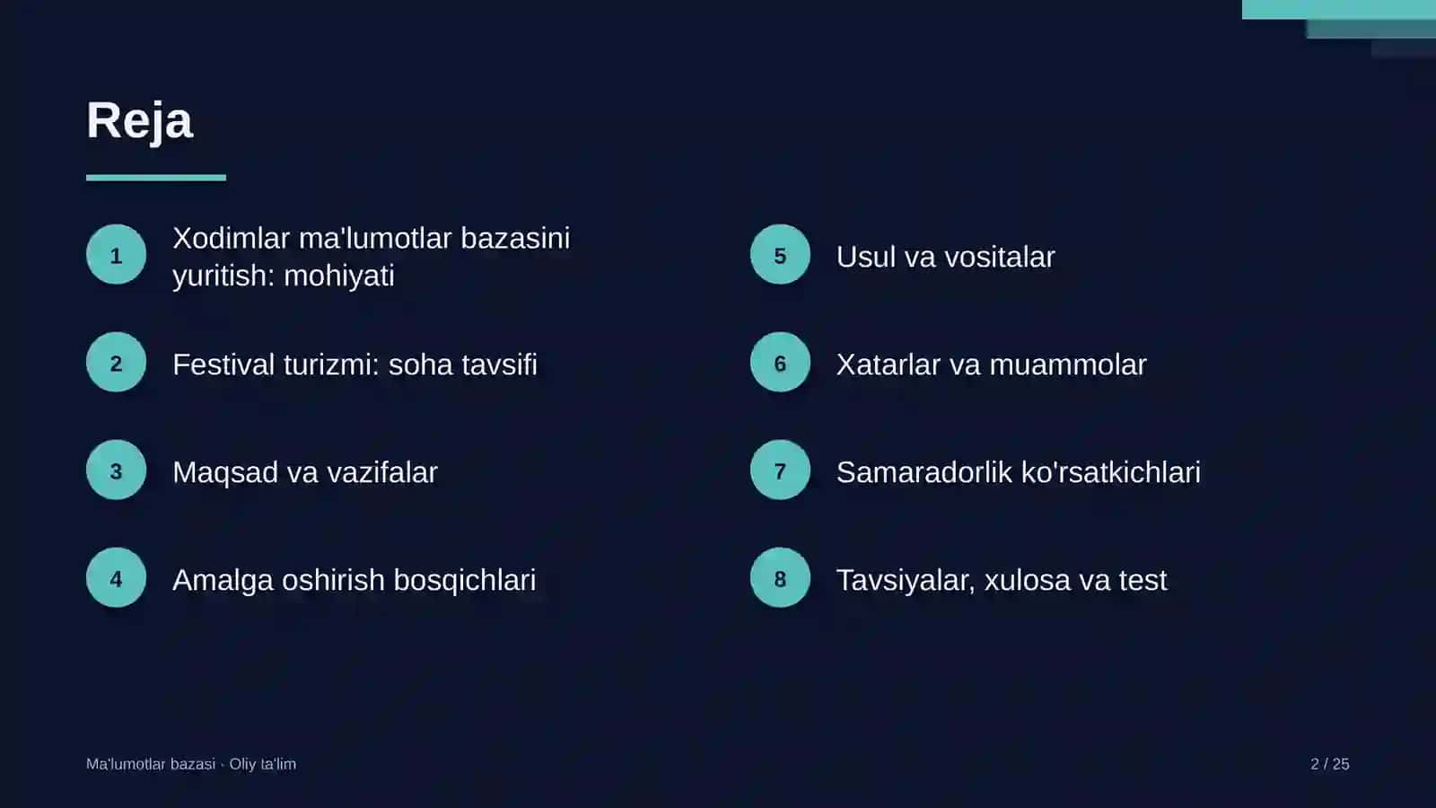 festival turizmida xodimlar ma'lumotlar bazasini yuritish 8347 2