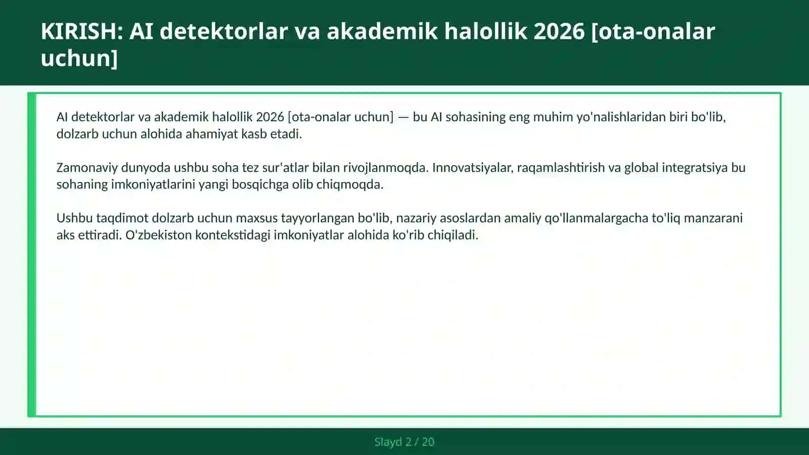AI detektorlar va akademik halollik 2026 [OTA-ONALAR UCHUN] 2