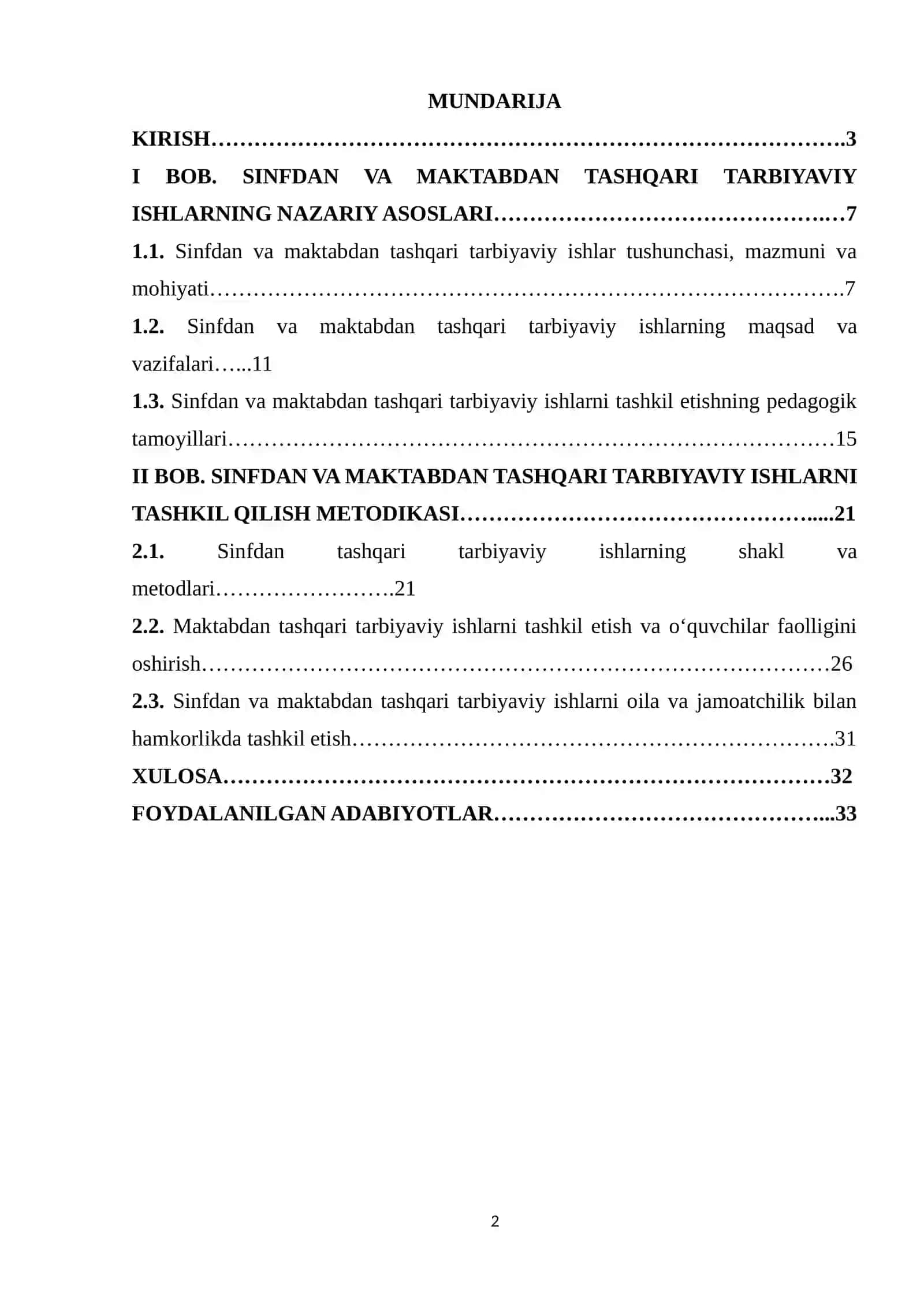 Sinfdan va maktabdan tashqari tarbiyaviy ishlarni tashkil qilishning nazariy asoslari 2