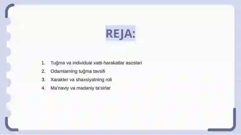 Tugʻma va individual xatti harakatlar 2