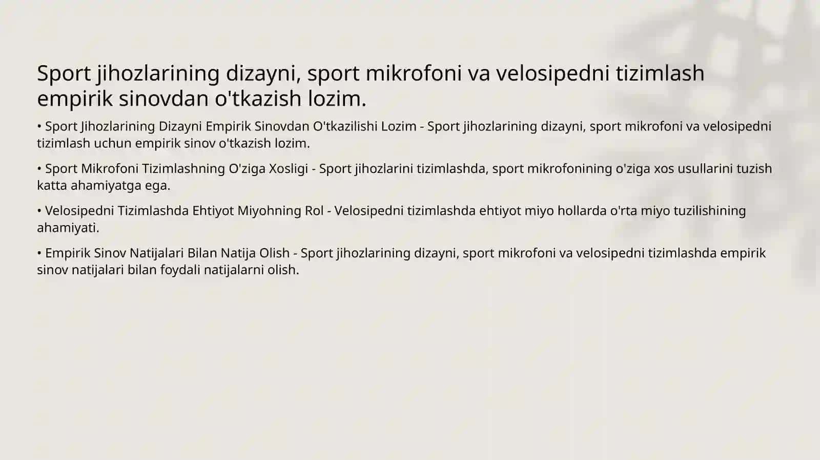 Sport jihozlaridagi materialshunoslik 2