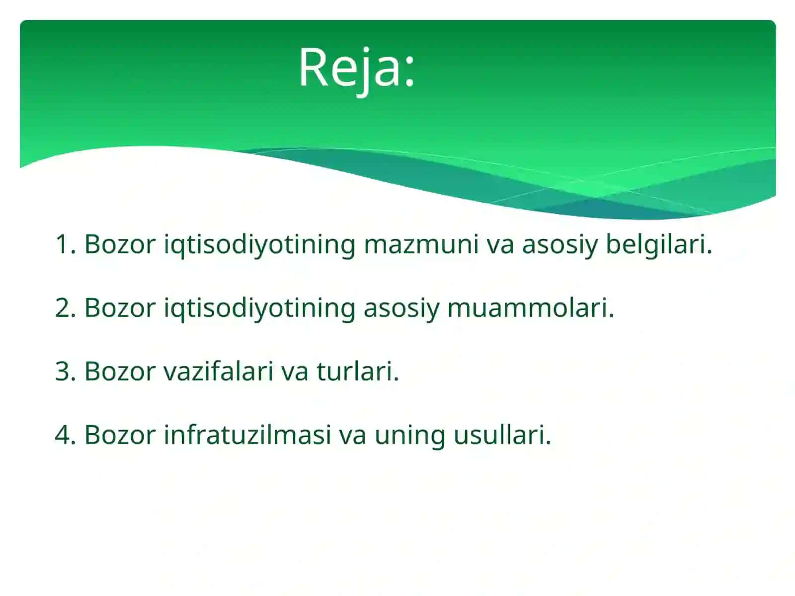 Bozor iqtisodiyotining mazmuni va amal qilishi 2