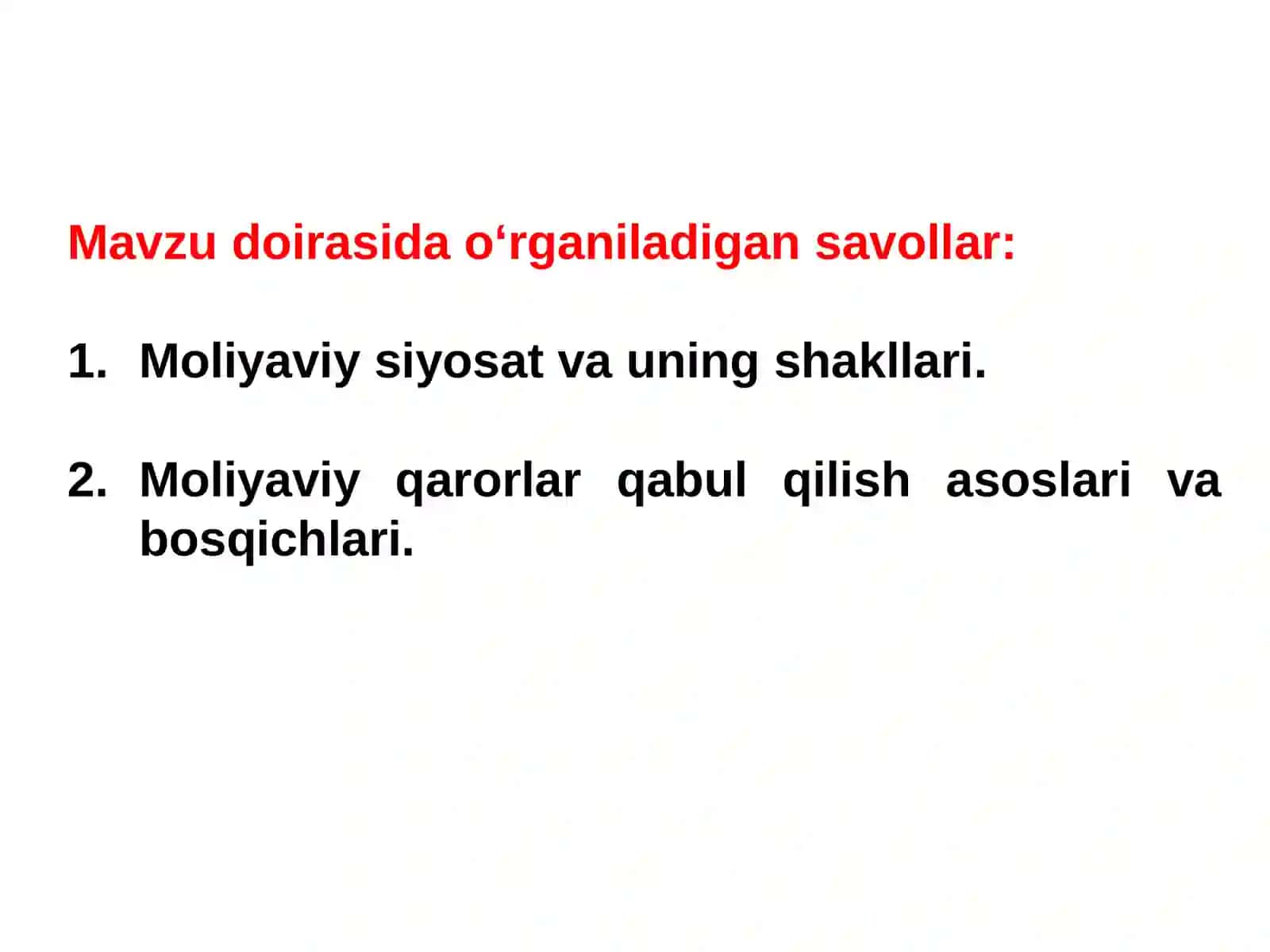 Biznesda moliyaviy qarorlarni qabul qilish asoslari 2