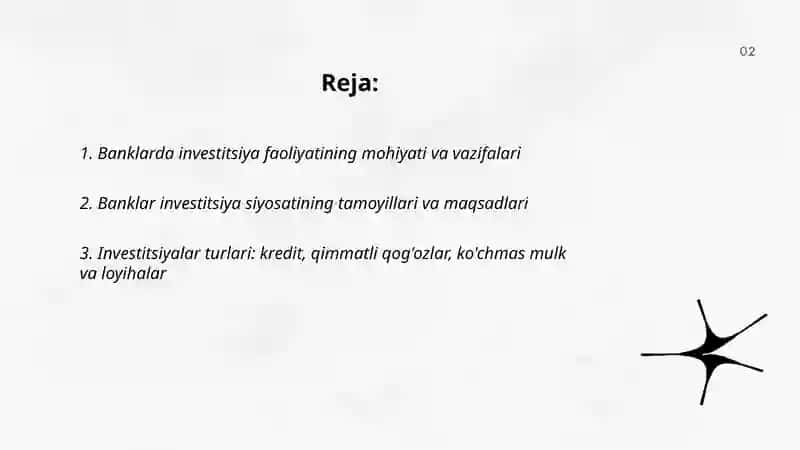 Banklarda investitsiya faoliyati va investitsiya siyosati 2