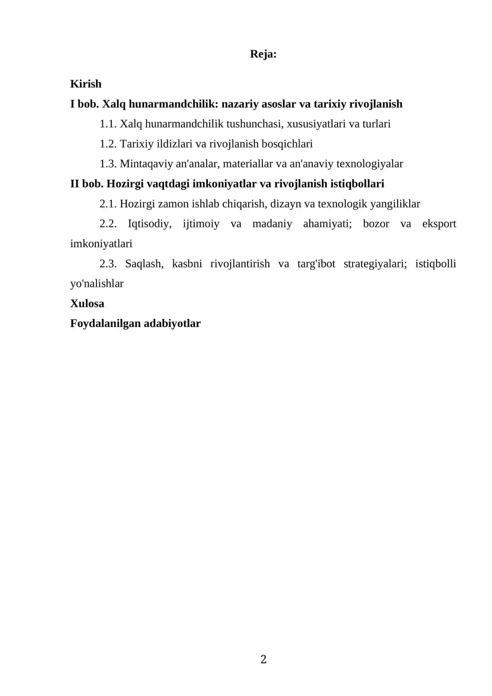 XALQ HUNARMANDCHILIK TURLARI UNING TARIXI RIVOJLANISH BOSQICHLARI VA HOZIRGI VAQTDAIMKONIYATLARI 2