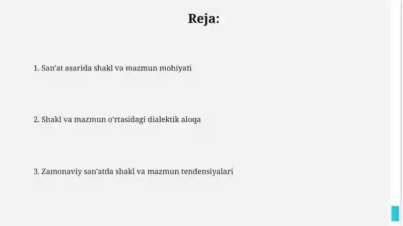 Badiiy asarda shakl va mazmun 2