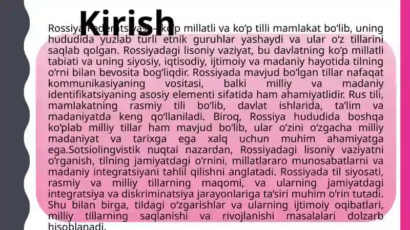 ROSSIYADAGI LISONIY VAZIYAT 2