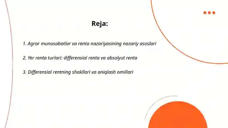Agrar munosabatlar va renta nazariyasi 2