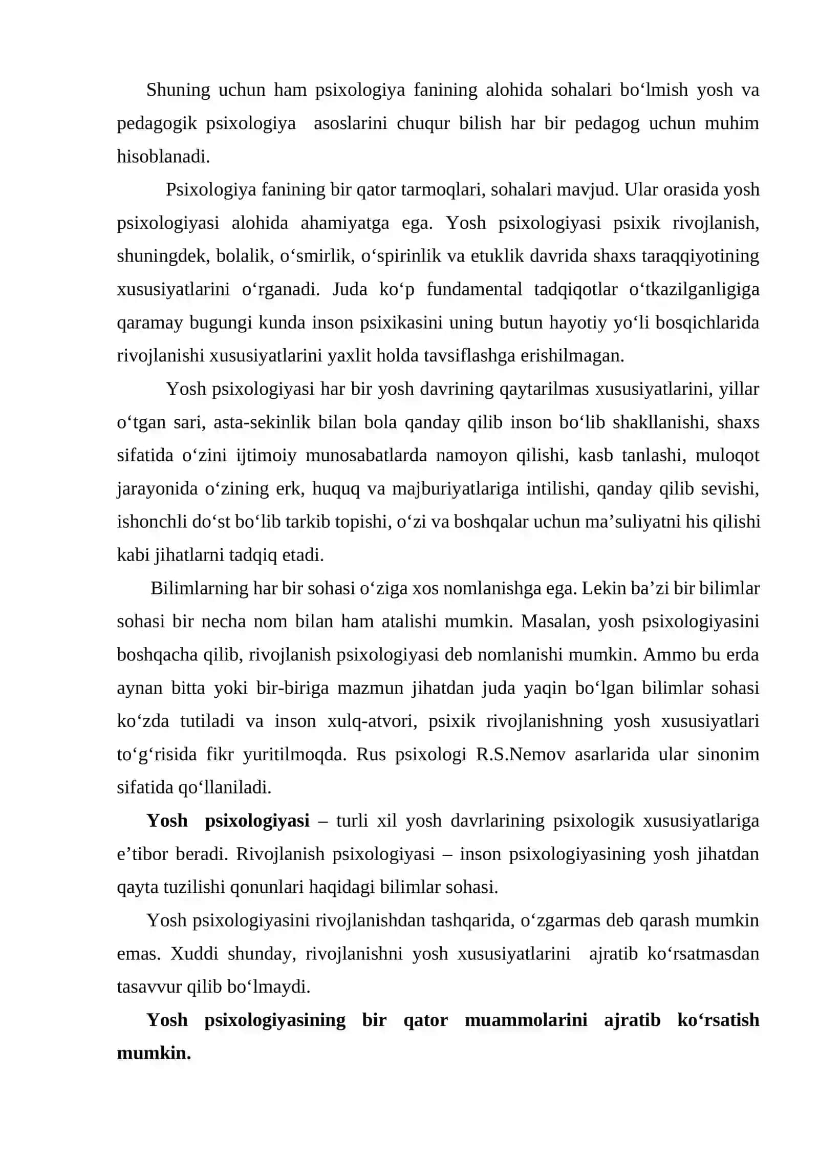 Yosh va pedagogik psixologiya fanining tadqiqot soxasi va muammolari 2
