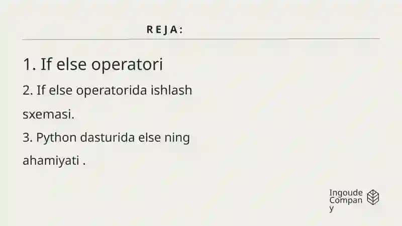 Python  dasturlash tilining if-else operatori 2