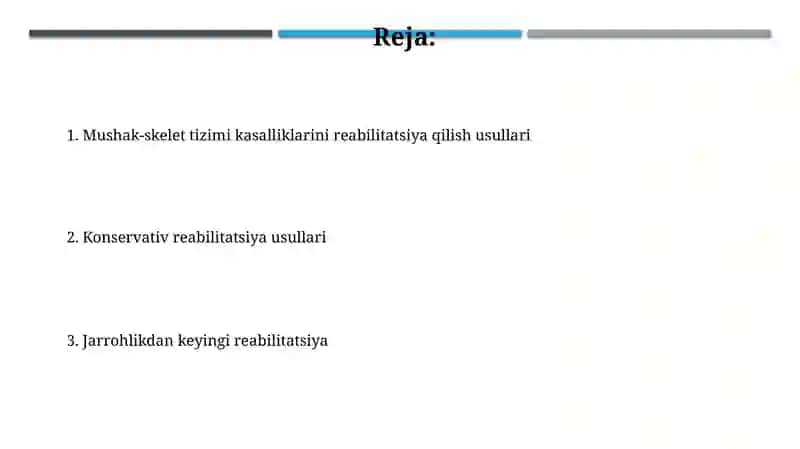 Tayanch harakat tizimi kasalliklarida reabilitatsiya usullari 2