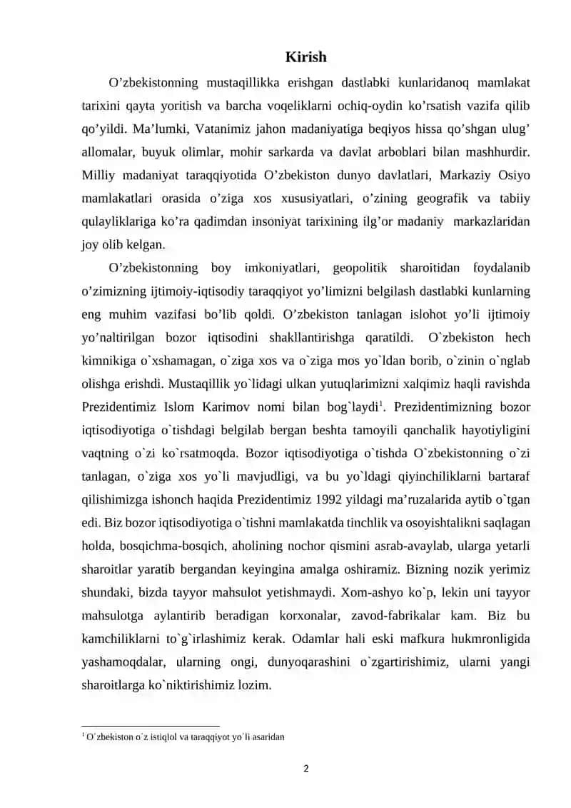O'zbekistonda Iqtisodiy Isloxotlarni Amalga Oshirilishi 2