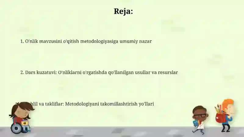 O'nlik mavzusini oʻqitish metodikasi 2