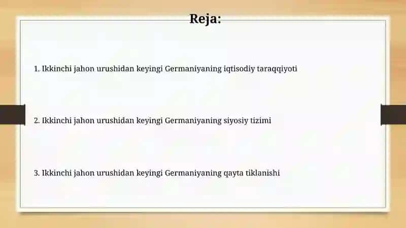 Germanya Ikkinchi Jahon Urishidan keyingi yillarda 2