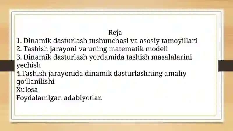 Dinamik dasturlashtirish shunchasi 2