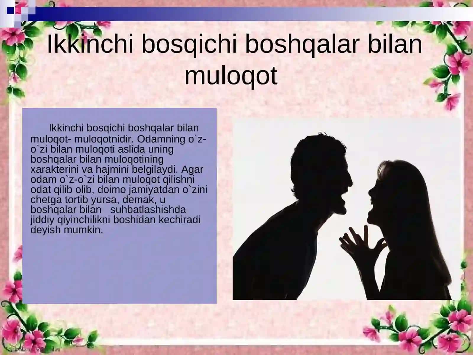 Muloqotning kommunikativ tomoni malumotlar almashinuv jarayonidur 2