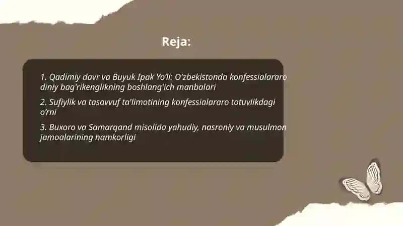 O'zbekistonda konfessialararo diniy bag'rikenglikning tarixiy ahamiyati 2