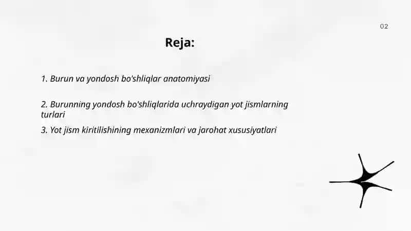 Burunning yondosh bòshliqlarida yot jism. Jarohatlar, klinik simptomlari yordam kòrsatish 2