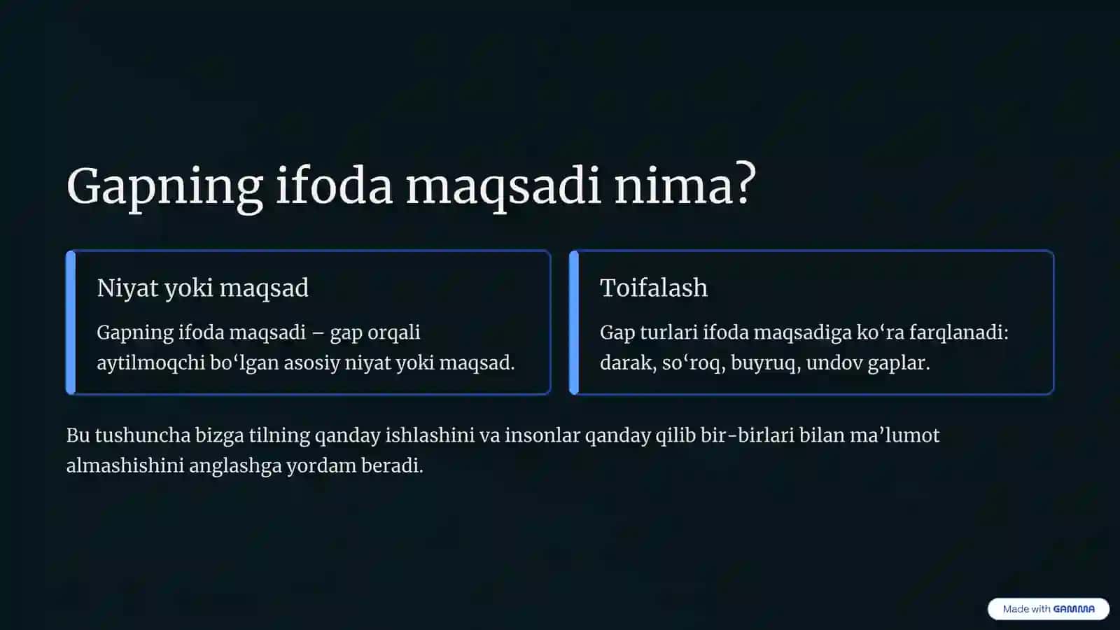 Darak gap va gapning ifoda maqsadi 2