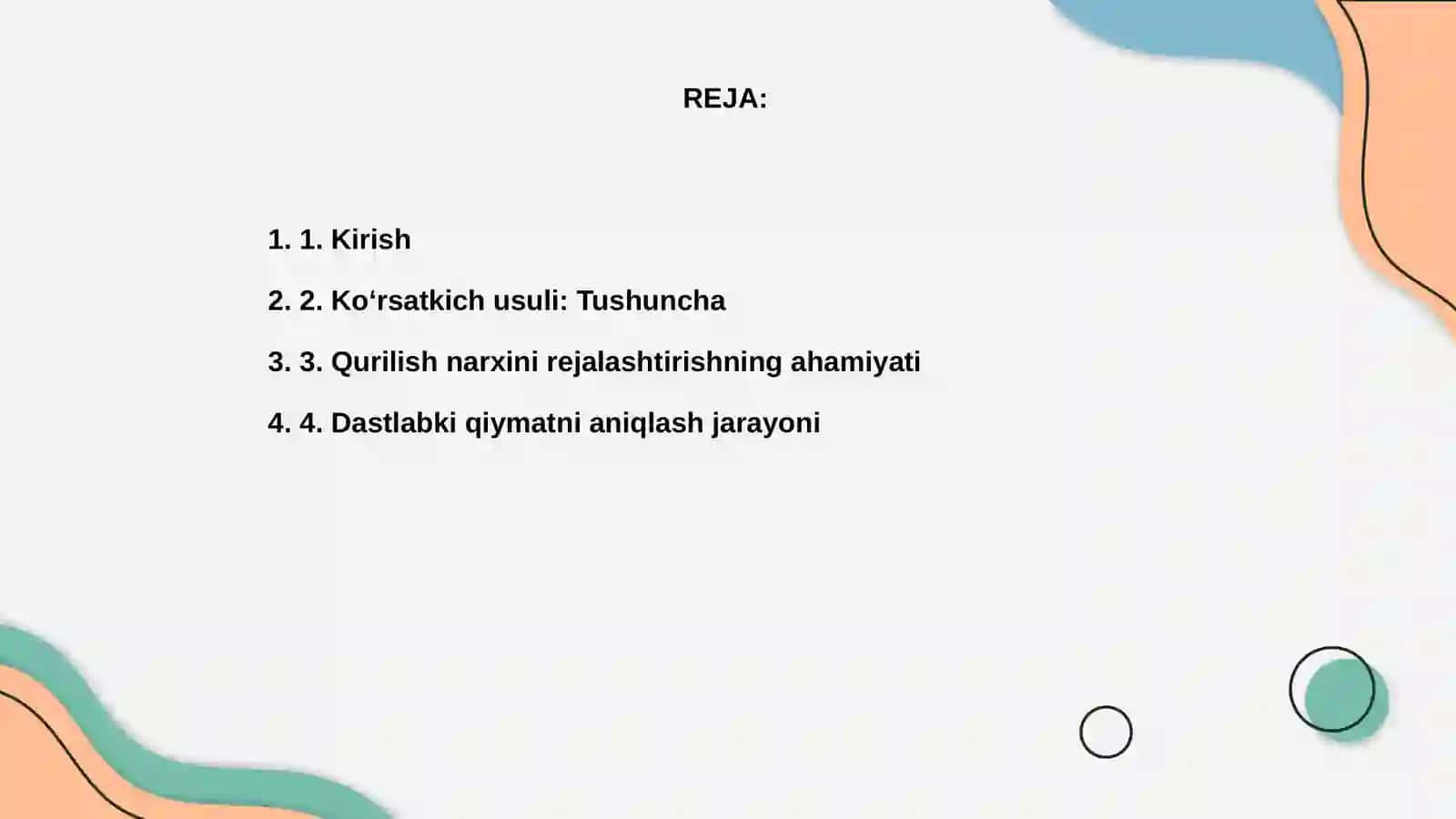 Qurilishning dastlabki qiymatini yiriklashtirilgan ko‘rsatkich usulida hisoblash 2