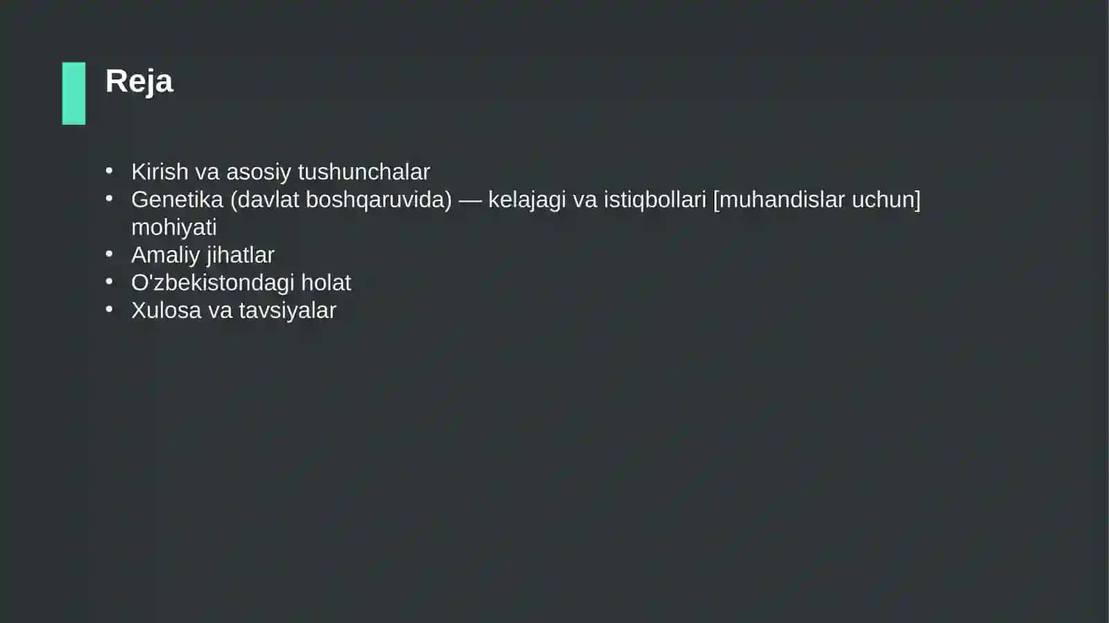 Genetika (davlat boshqaruvida) — kelajagi va istiqbollari [muhandislar uchun] 2