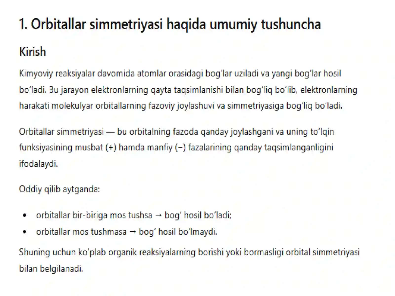 Orbitallar simmetriyasi bilan boshqariladigan reaksiyalar 2