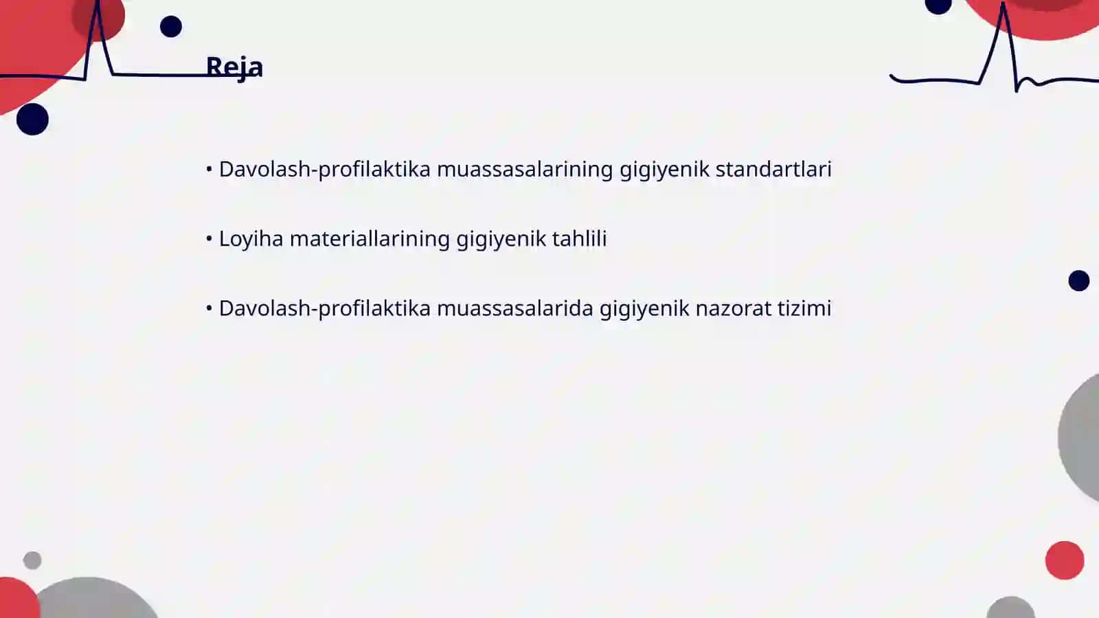 Loyiha materiallari bo'yicha davolash-profilaktika muassasalarini gigiyenik baholash 2