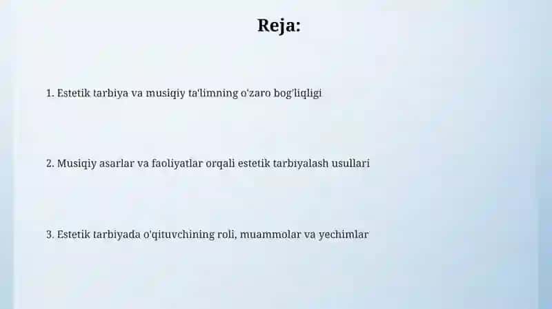 Estetik tarbiya musiqaviy tarbiya vositasi sifatida 2